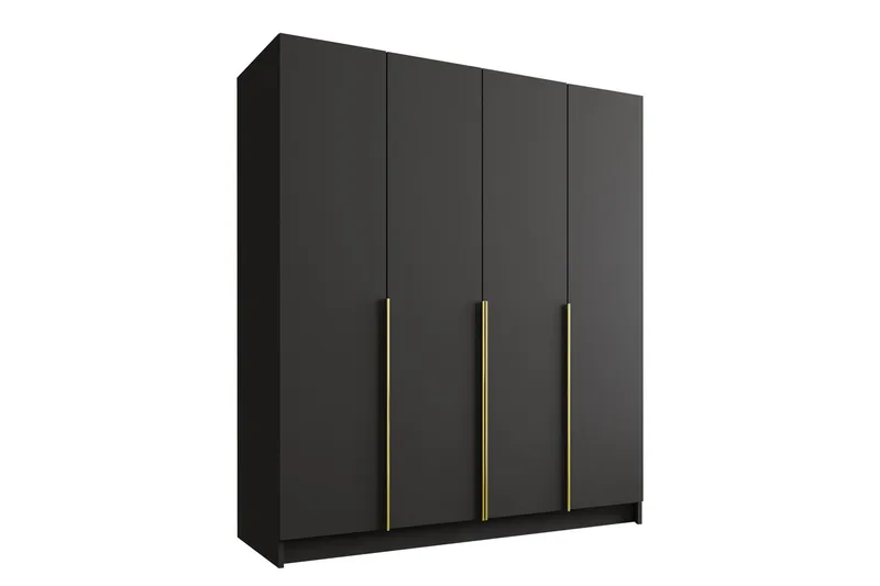 Vadstena Garderobe 200 cm, Sort/Guld