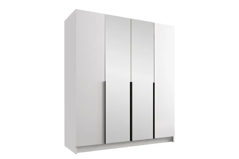 Vadstena Garderobe med Spejl 200 cm - Hvid/Sort - Opbevaring - Tøjopbevaring - Garderobeskabe