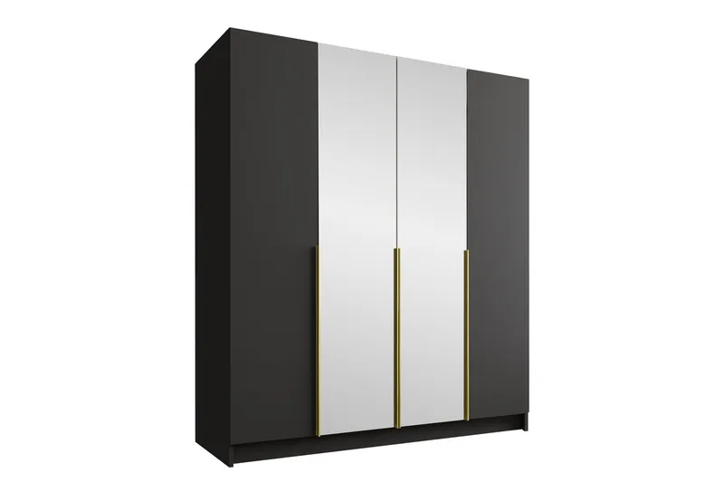 Vadstena Garderobe med Spejl 200 cm, Sort/Guld