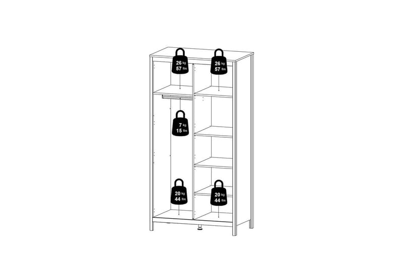 Vallvidera Garderobe 102,3x199 cm - Sort - Opbevaring - Tøjopbevaring - Garderobeskabe
