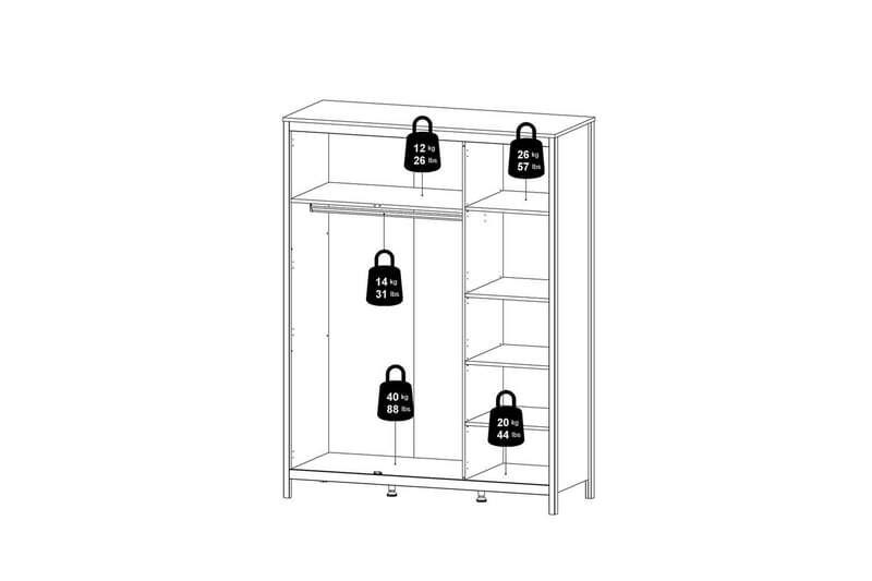 Vallvidera Garderobe 150x199 cm - Sort - Opbevaring - Tøjopbevaring - Garderobeskabe