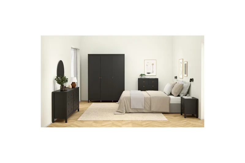 Vallvidera Garderobe 150x199 cm - Sort - Opbevaring - Tøjopbevaring - Garderobeskabe