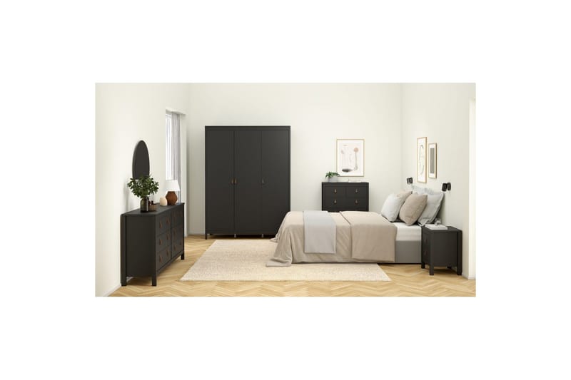 Vallvidera Garderobe 150x199 cm - Sort - Opbevaring - Tøjopbevaring - Garderobeskabe