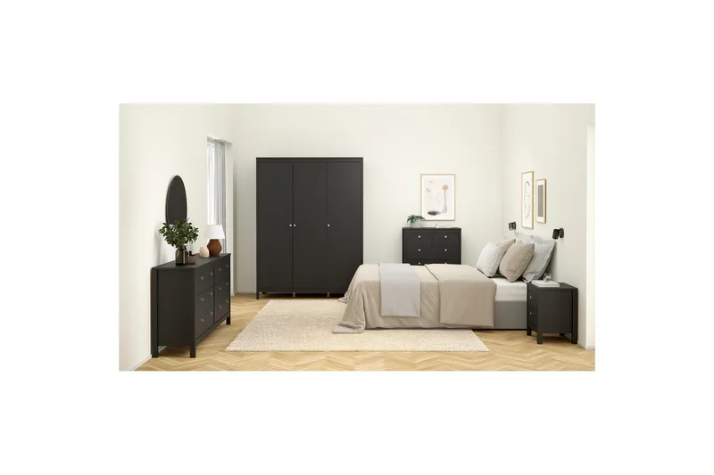 Vallvidera Garderobe 150x199 cm - Sort - Opbevaring - Tøjopbevaring - Garderobeskabe