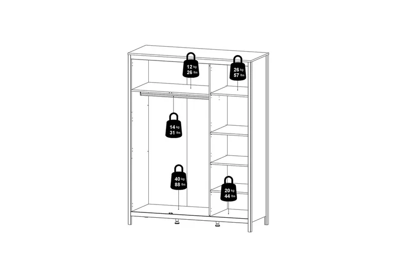 Vallvidera Garderobe 150x199 cm - Sort - Opbevaring - Tøjopbevaring - Garderobeskabe