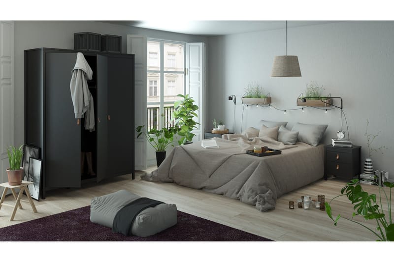 Vallvidera Garderobe 58x150 cm - Sort - Opbevaring - Tøjopbevaring - Garderobeskabe