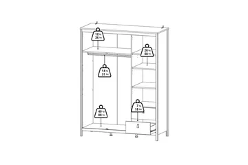 Vallvidera Garderobe med Spejl 150x199 cm - Beige - Opbevaring - Tøjopbevaring - Garderobeskabe