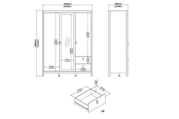 Vallvidera Garderobe med Spejl 150x199 cm - Beige - Opbevaring - Tøjopbevaring - Garderobeskabe