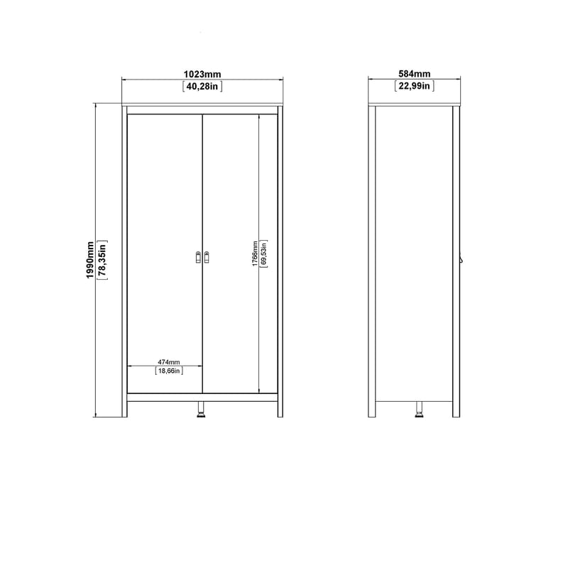 Vallvidera Garderobeskab med 2 døre 102x199 cm - Opbevaring - Tøjopbevaring - Garderobeskabe - Garderobeskab & klædeskab