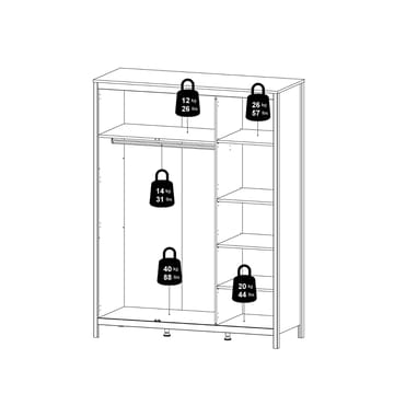 Vallvidera Garderobeskab med 3 døre 150x199 cm - Opbevaring - Tøjopbevaring - Garderobeskabe - Garderobeskab & klædeskab