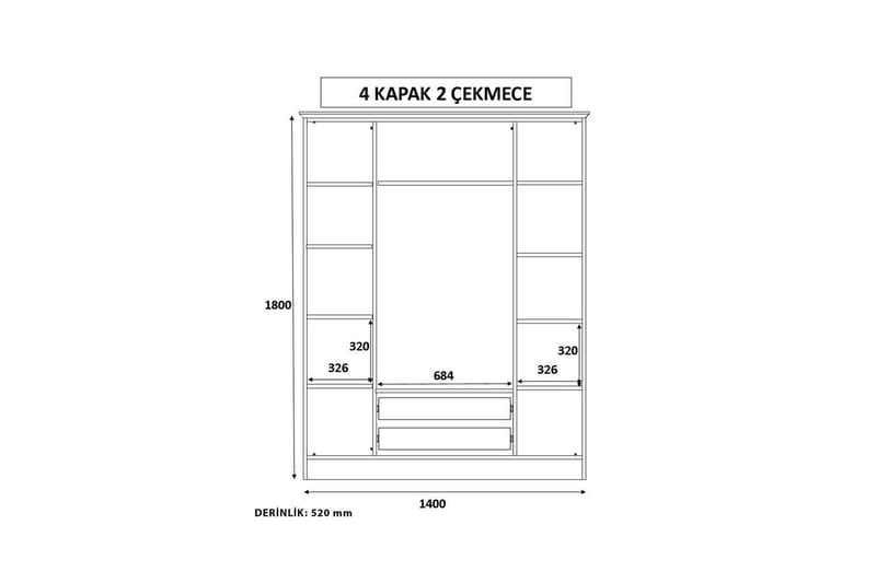 Varin Garderobe 140x180 cm - Mat Hvid - Opbevaring - Tøjopbevaring - Garderobeskabe