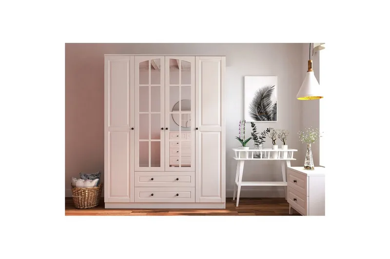 Varin Garderobe 140x180 cm, Mat Hvid