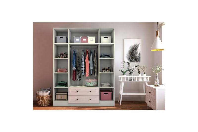 Varin Garderobe 140x210 cm - Mat Hvid - Opbevaring - Tøjopbevaring - Garderobeskabe