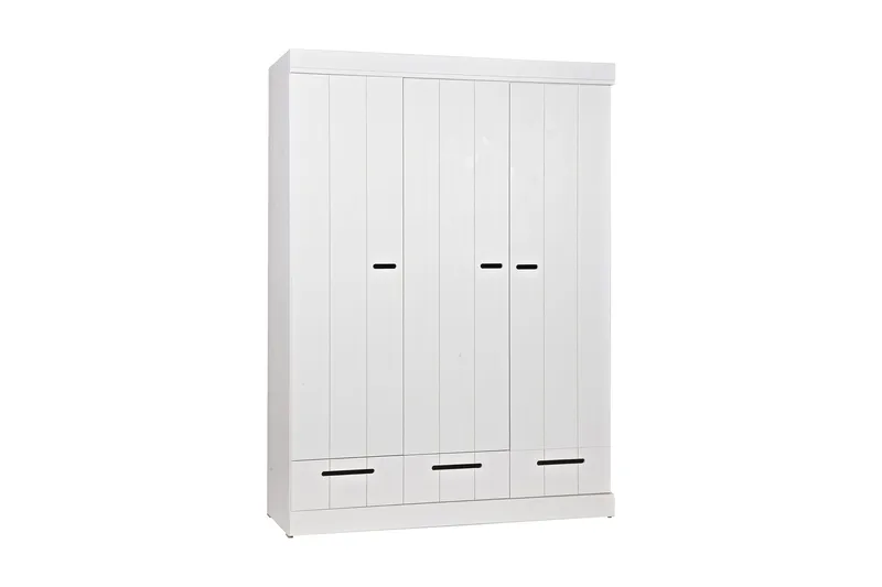 Varius Garderobe 140 cm 3 Låger 3 Skuffer, Hvid Fyrretræ