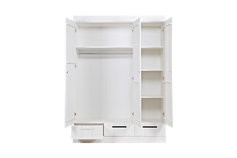 Varius Garderobe 140 cm 3 Låger 3 Skuffer - Hvid Fyrretræ - Opbevaring - Tøjopbevaring - Garderobeskabe