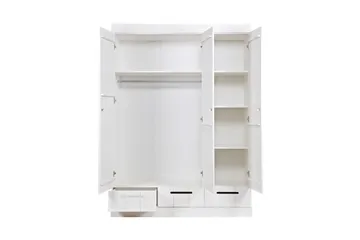 Varius Garderobe 140 cm 3 Låger 3 Skuffer - Hvid Fyrretræ - Opbevaring - Tøjopbevaring - Garderobeskabe
