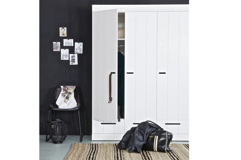 Varius Garderobe 140 cm 3 Låger 3 Skuffer - Hvid Fyrretræ - Opbevaring - Tøjopbevaring - Garderobeskabe