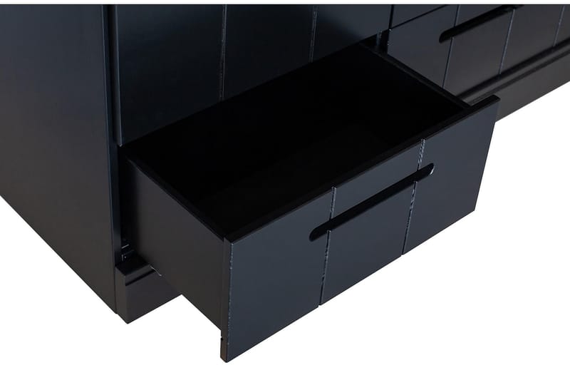 Varius Garderobe 140x53 cm 3 Døre - Fyrretræ/Sort - Opbevaring - Tøjopbevaring - Garderobeskabe