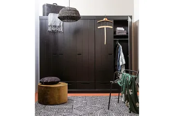 Varius Garderobe 140x53 cm 3 Døre - Fyrretræ/Sort - Opbevaring - Tøjopbevaring - Garderobeskabe