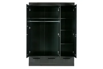 Varius Garderobe 140x53 cm 3 Døre - Fyrretræ/Sort - Opbevaring - Tøjopbevaring - Garderobeskabe