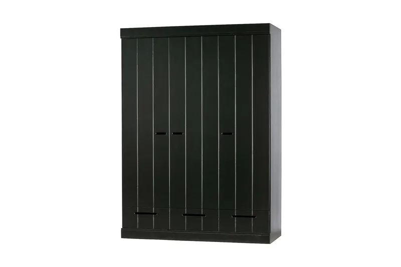 Varius Garderobe 140x53 cm 3 Døre, Fyrretræ/Sort