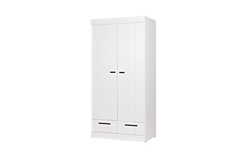 Varius Garderobe 195 cm 2 Låger 2 Skuffer - Hvid Fyrretræ - Opbevaring - Tøjopbevaring - Garderobeskabe