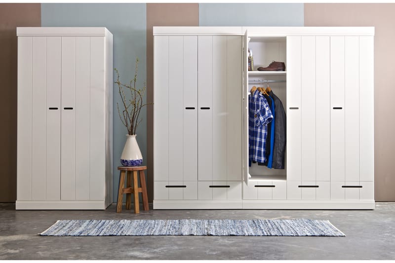 Varius Garderobe 195 cm 2 Låger 2 Skuffer - Hvid Fyrretræ - Opbevaring - Tøjopbevaring - Garderobeskabe