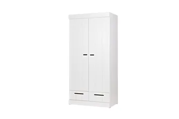 Varius Garderobe 195 cm 2 Låger 2 Skuffer - Hvid Fyrretræ - Opbevaring - Tøjopbevaring - Garderobeskabe