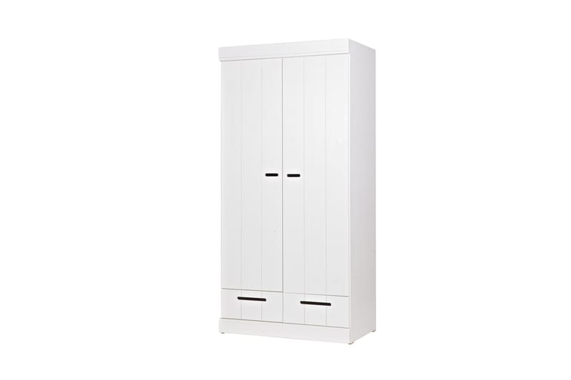 Varius Garderobe 195 cm 2 Låger 2 Skuffer - Hvid Fyrretræ - Opbevaring - Tøjopbevaring - Garderobeskabe