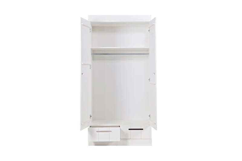 Varius Garderobe 195 cm 2 Låger 2 Skuffer - Hvid Fyrretræ - Opbevaring - Tøjopbevaring - Garderobeskabe