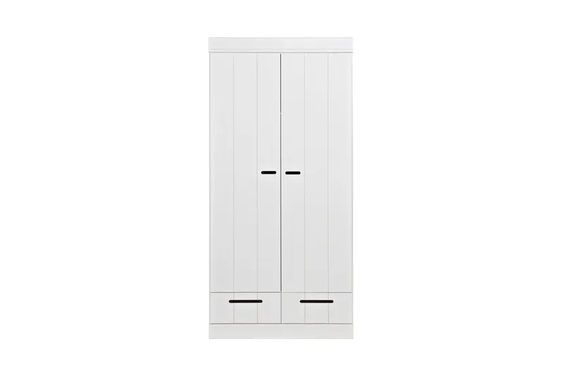 Varius Garderobe 195 cm 2 Låger 2 Skuffer, Hvid Fyrretræ