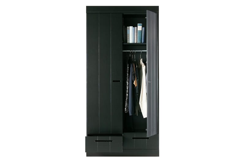 Varius Garderobe 94x53 cm 2 Døre - Fyrretræ/Sort - Opbevaring - Tøjopbevaring - Garderobeskabe