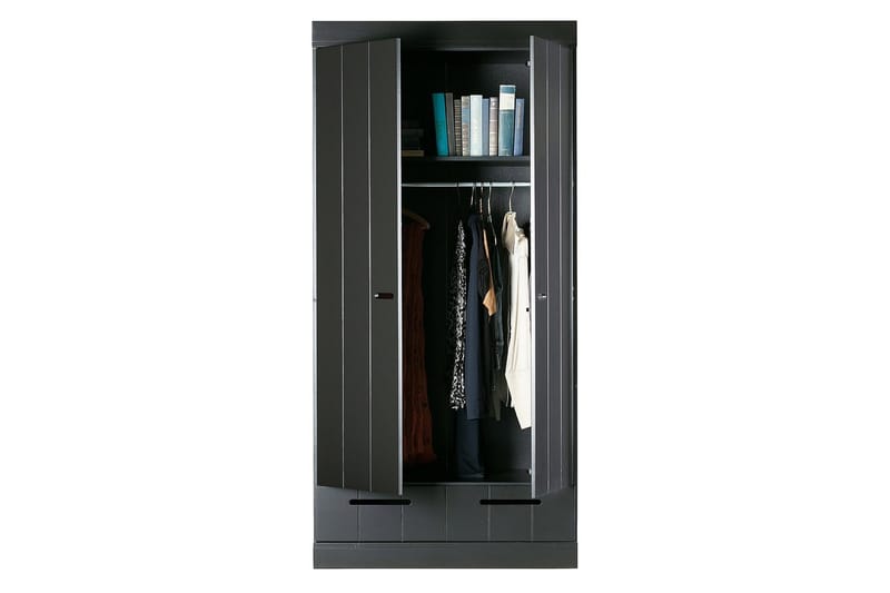 Varius Garderobe 94x53 cm 2 Døre - Fyrretræ/Sort - Opbevaring - Tøjopbevaring - Garderobeskabe