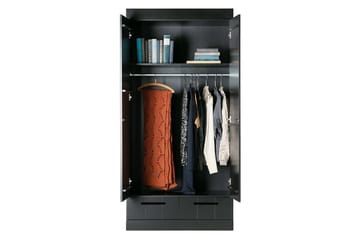 Varius Garderobe 94x53 cm 2 Døre - Fyrretræ/Sort - Opbevaring - Tøjopbevaring - Garderobeskabe
