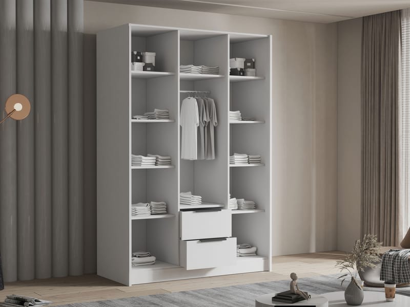Varros Garderobeskab 150x216 cm - Hvid - Opbevaring - Tøjopbevaring - Garderobeskabe
