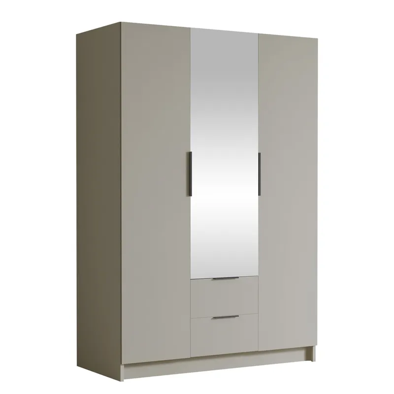 Varros Garderobeskabeskab med spejl 150x216 cm - Beige - Opbevaring - Tøjopbevaring - Garderobeskabe