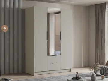 Varros Garderobeskabeskab med spejl 150x216 cm - Beige - Opbevaring - Tøjopbevaring - Garderobeskabe