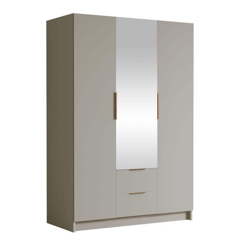 Varros Garderobeskabeskab med spejl 150x216 cm - Beige - Opbevaring - Tøjopbevaring - Garderobeskabe