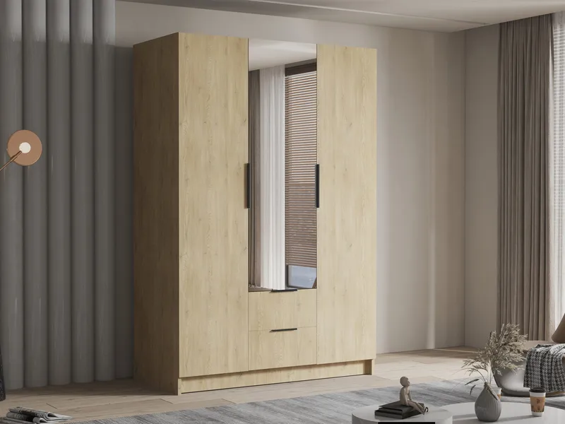 Varros Garderobeskabeskab med spejl 150x216 cm - Brun - Opbevaring - Tøjopbevaring - Garderobeskabe