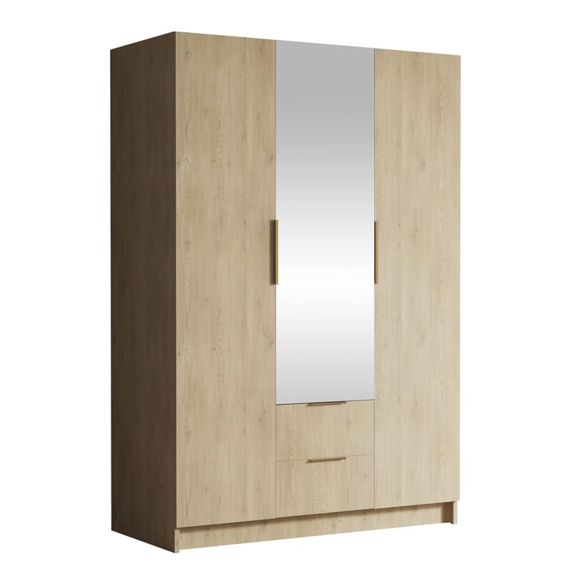 Varros Garderobeskabeskab med spejl 150x216 cm - Brun - Opbevaring - Tøjopbevaring - Garderobeskabe