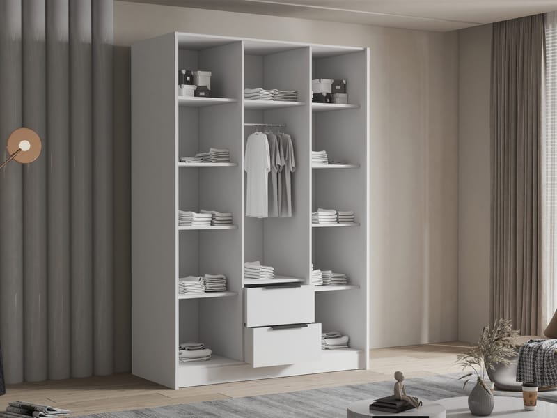 Varros Garderobeskabeskab med spejl 150x216 cm - Brun - Opbevaring - Tøjopbevaring - Garderobeskabe