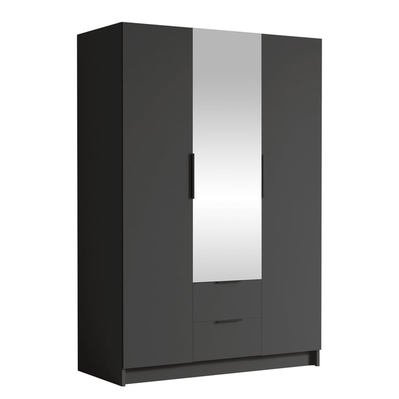 Varros Garderobeskabeskab med spejl 150x216 cm, Sort