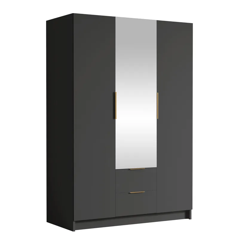 Varros Garderobeskabeskab med spejl 150x216 cm - Sort - Opbevaring - Tøjopbevaring - Garderobeskabe