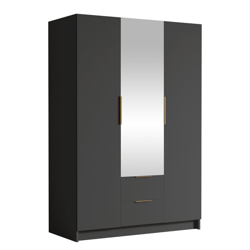 Varros Garderobeskabeskab med spejl 150x216 cm - Sort - Opbevaring - Tøjopbevaring - Garderobeskabe