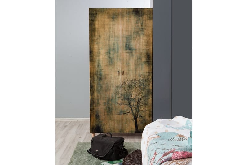 Vellavie Garderobe Træsilhuet - Grøn/Brun - Opbevaring - Tøjopbevaring - Garderobeskabe