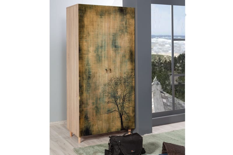 Vellavie Garderobe Træsilhuet - Grøn/Brun - Opbevaring - Tøjopbevaring - Garderobeskabe