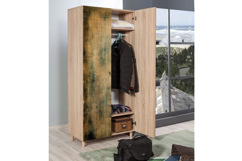 Vellavie Garderobe Træsilhuet - Grøn/Brun - Opbevaring - Tøjopbevaring - Garderobeskabe