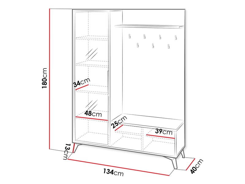 Vemdalen Entrémøbelsæt 180 cm - Møbler - Entrémøbler - Møbelsæt til hall og entre