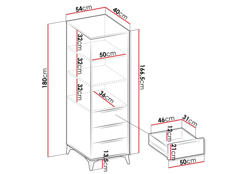 Vemdalen Garderobeskab 54x180 cm - brun - Opbevaring - Tøjopbevaring - Garderobeskabe - Garderobeskab & klædeskab