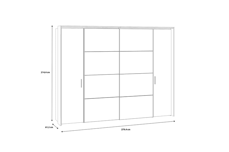 Vergina Garderobe 62x280 cm - Brun/Sort - Opbevaring - Tøjopbevaring - Garderobeskabe